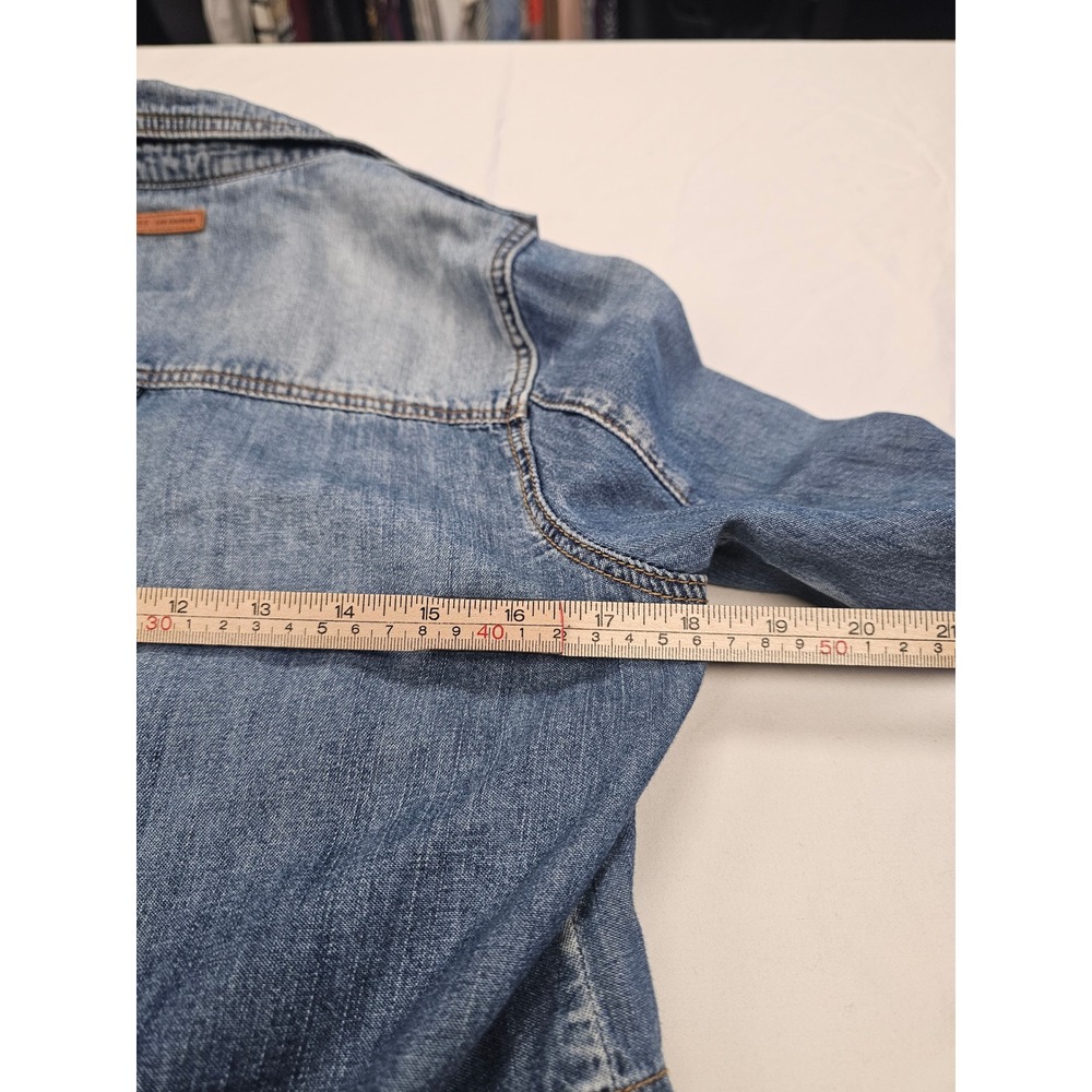 Guess Los Angeles Womens Denim Utility Jacket Medium Wash Drawstring Waist M - Picture 10 of 11